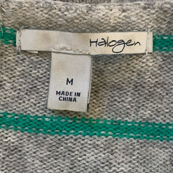 Halogen Sweater Women Medium Cashmere Blend Striped Full Back Exposed Zipper - Picture 6 of 7